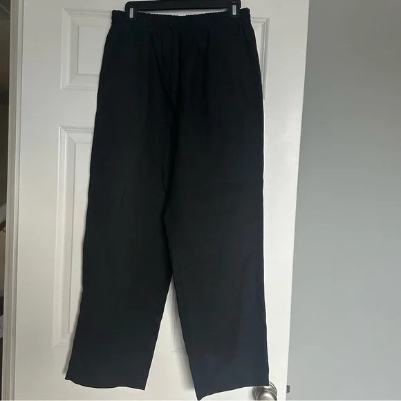 Banana Republic Linen Pull-on Black Wide Leg Ankle Pants - Picture 2 of 5